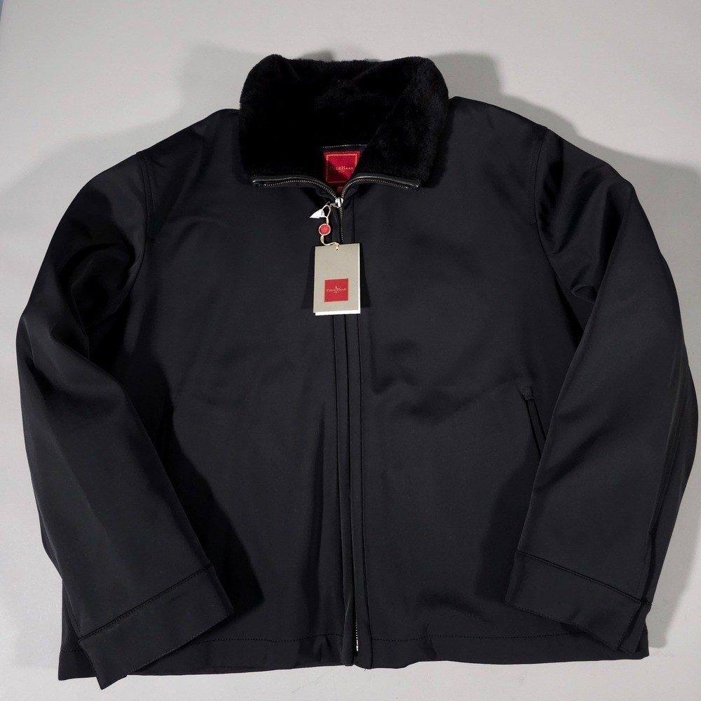 Cole Haan City Jacket Mens XXL Black Thermore Faux Shearling HAH0843-BLK NEW